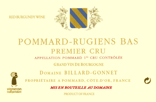 Pommard Premier Cru Rugiens-Bas Domaine Billard-Gonnet 2008