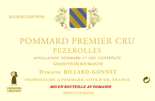 Pommard Premier Cru Pezerolles Domaine Billard-Gonnet 2016