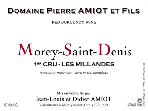 Morey-Saint-Denis Premier Cru Les Millandes  Domaine Pierre Amiot et Fils 2018